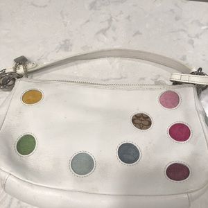 Coach white leather polka dot small purse